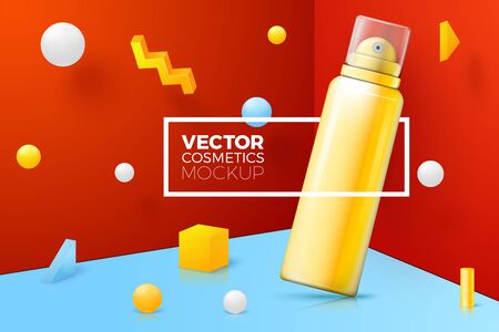 Vector scene with border around mousse bottleのイラスト素材