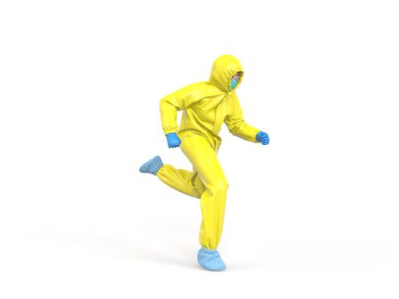 Medic in hazmat suit running on emergency callの写真素材