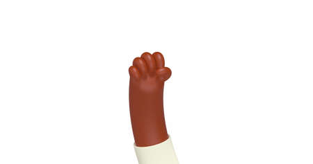 3d render cartoon fist hand raised up in strikeの写真素材