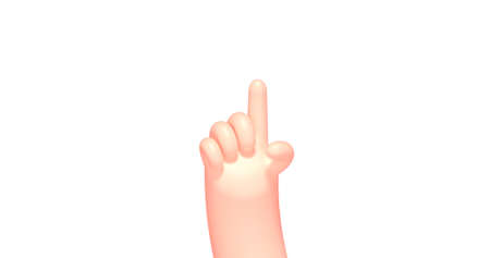 3d render cartoon hand with pointing fingerの写真素材