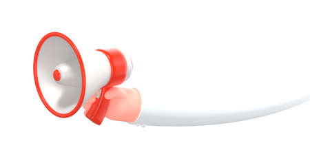 3d render cartoon business hand with loud speakerの写真素材