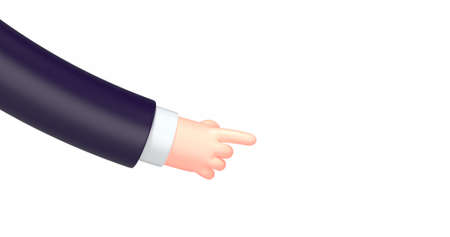 3d render cartoon hand with pointing fingerの写真素材