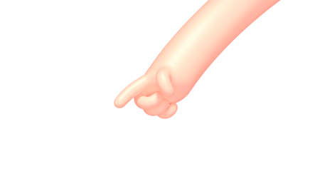 3d render cartoon hand with pointing fingerの写真素材