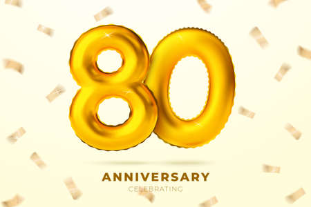 Vector anniversary golden ballons number 80のイラスト素材