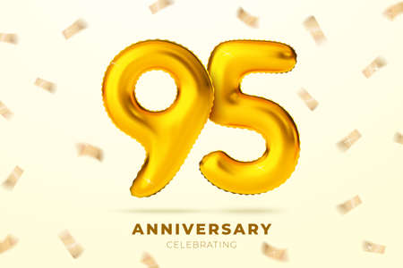 Vector anniversary golden ballons number 95のイラスト素材