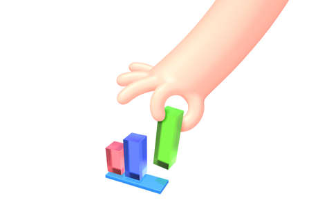 Vector cartoon hand with bright business chartのイラスト素材