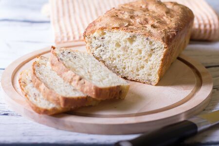 Wheat homemade fresh bread with seedsの写真素材