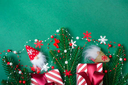 Christmas background. Flat new year mock up with copy space, close upの写真素材