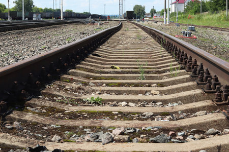 Old railroad in the countryside. Travel by train