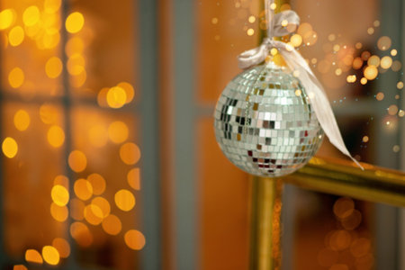 Blurred sparkling Christmas fairy background. Defocused garlands, bokeh effect. Defocus, soft...