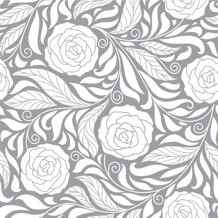 seamless dark floral  background with rosesのイラスト素材