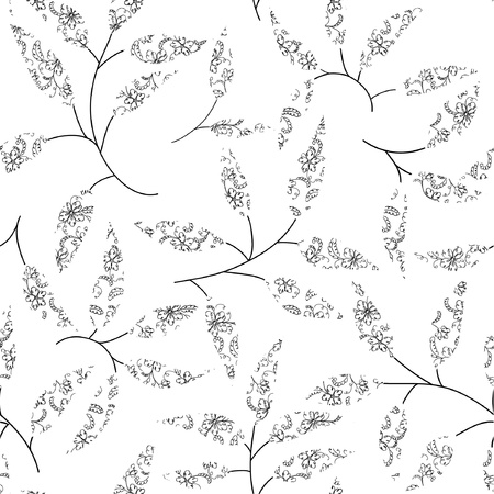 seamless abstract pattern with leafletsのイラスト素材