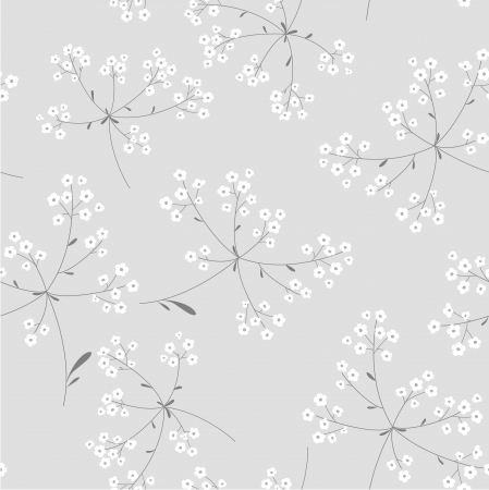 seamless black and white floral  backgroundのイラスト素材