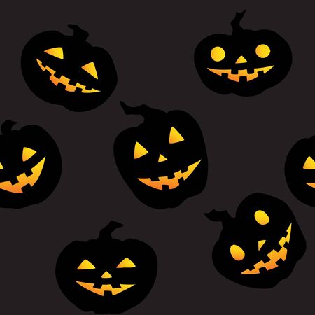 jack-o-lanterns on black background のイラスト素材