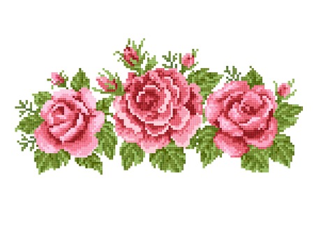 bouquet of the roses, embroiderのイラスト素材