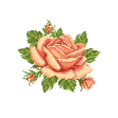 yellow roses, embroiderのイラスト素材