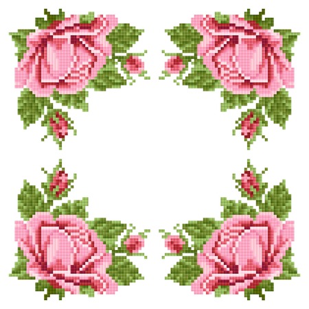 frame of the roses, embroiderのイラスト素材