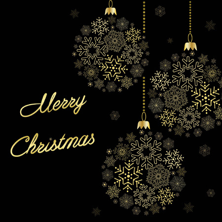 black card  with stylization christmas  ballのイラスト素材