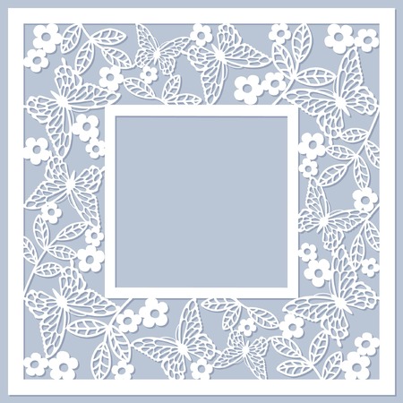 floral frame with butterflyのイラスト素材
