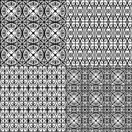 Set of pattern (black on white).のイラスト素材
