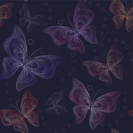 seamless dark background with butterflyのイラスト素材