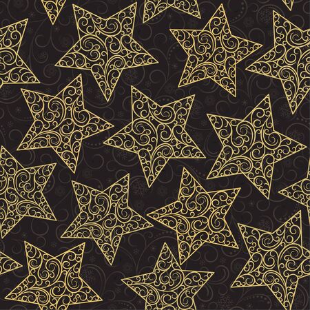 semless background with gold starsのイラスト素材