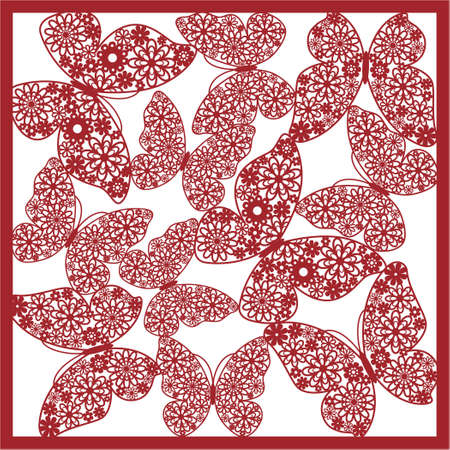 card with butterflies from flowers (laser cut)のイラスト素材