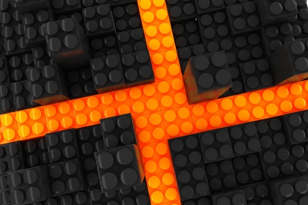 plastic construction background with red and black  bricksの写真素材