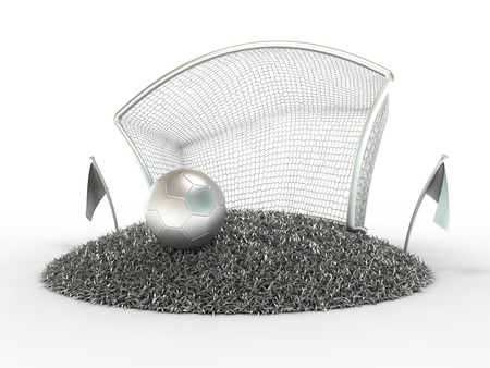 3D Concept Silver Football and Gateの写真素材
