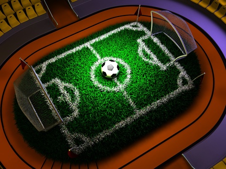 3D Concept Soccer Stadium in Dramatic Lightsの写真素材