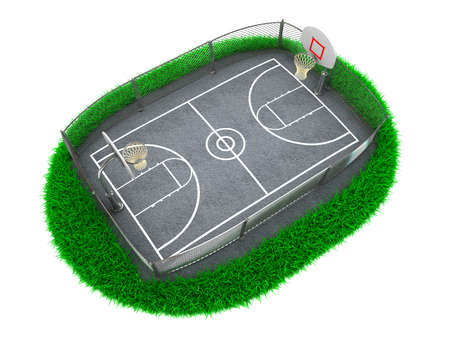 3D Concept Basketball Arena on White Backgroundの写真素材