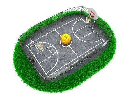 3D Concept Basketball Arena on White Backgroundの写真素材