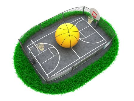 3D Concept Basketball Arena on White Backgroundの写真素材