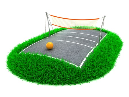 3D Concept Volleyball Arena on White Backgroundの写真素材