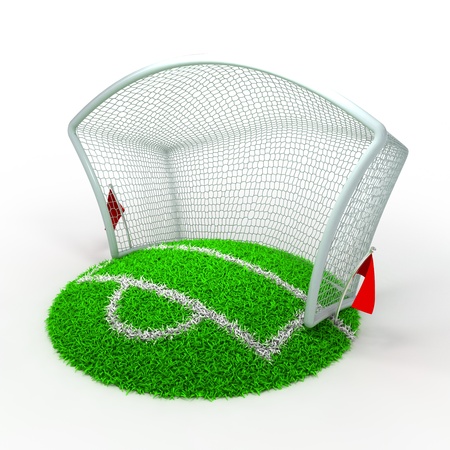 3D Concept Football Net Gate on White Backgroundの写真素材