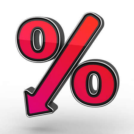 Red Percent Sign Denoting a Decreaseの写真素材