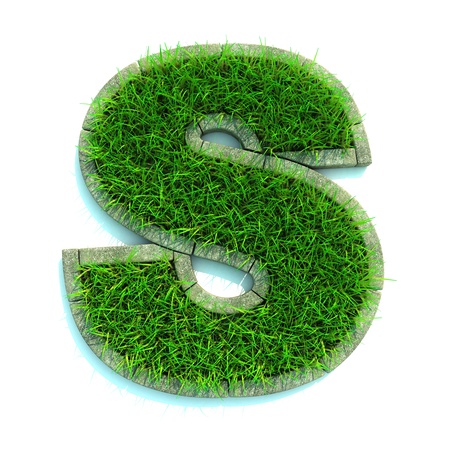 Beautiful Spring Letters and Numbers Made of Grass and Surrounded with  Borderの写真素材