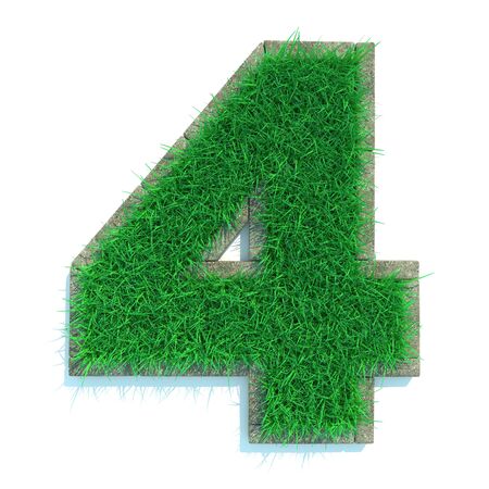 Beautiful Spring Numbers Made of Grass and Surrounded with  Borderの写真素材