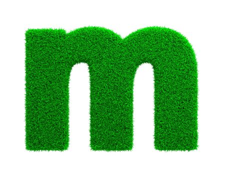 Grass Letter M Isolated on White Background の写真素材