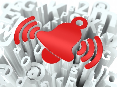 Ringing Red Bell on Alphabet Background  Business Concept の写真素材