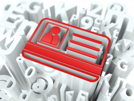Red Identity Card on Alphabet Background  Internet Security Concept for Your Blog or Publication の写真素材