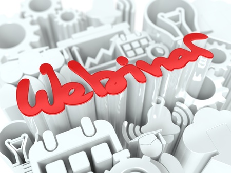 Red Word  Webinar  on White Background  Education Concept for Your Blog or Publication の写真素材