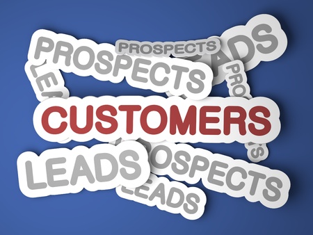 Customers - Text on Blue Background with Selective Focus. 3D Render. Business Background.の写真素材