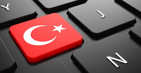 Flag of Turkey - Button on Black Computer Keyboard.の写真素材