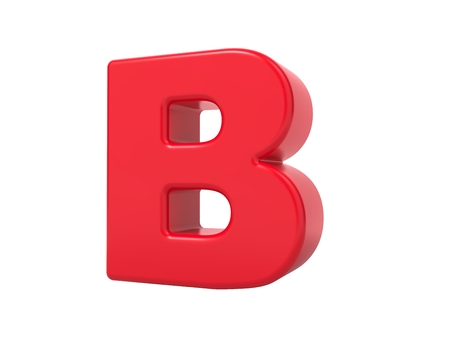 Red 3B Plastic Letter B Isolated on White.の写真素材