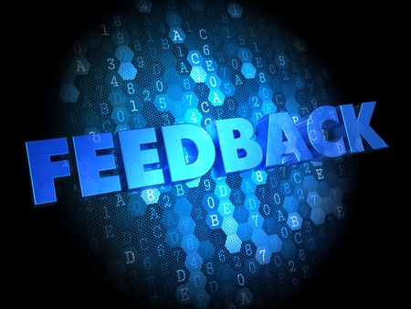 Feedback - Blue Color Text on Dark Digital Background.の写真素材