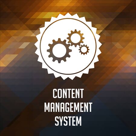 Content Management System Concept. Retro label design. Hipster background made of triangles, color flow effect.の写真素材