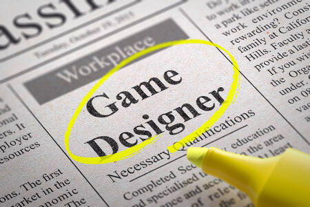 Game Designer Jobs in Newspaper. Job Search Concept.の写真素材