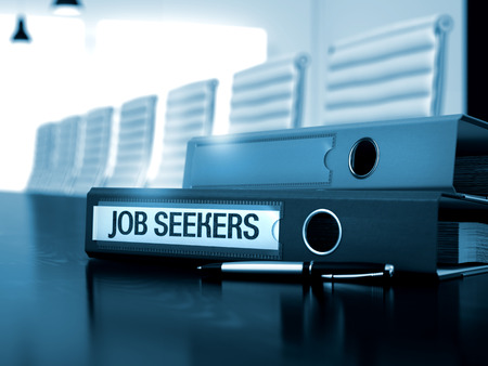 Job Seekers - Business Concept on Blurred Background. Binder with Inscription Job Seekers on Desktop. 3D.の写真素材