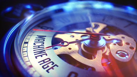 Machine Age - Phrase on Vintage Pocket Clock. 3D.の写真素材